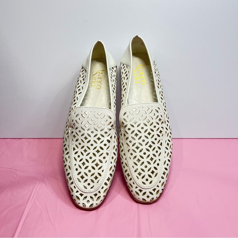 Franco Sarto 7.5 Cream Off White Laser Cut Loafers Flats - NWT